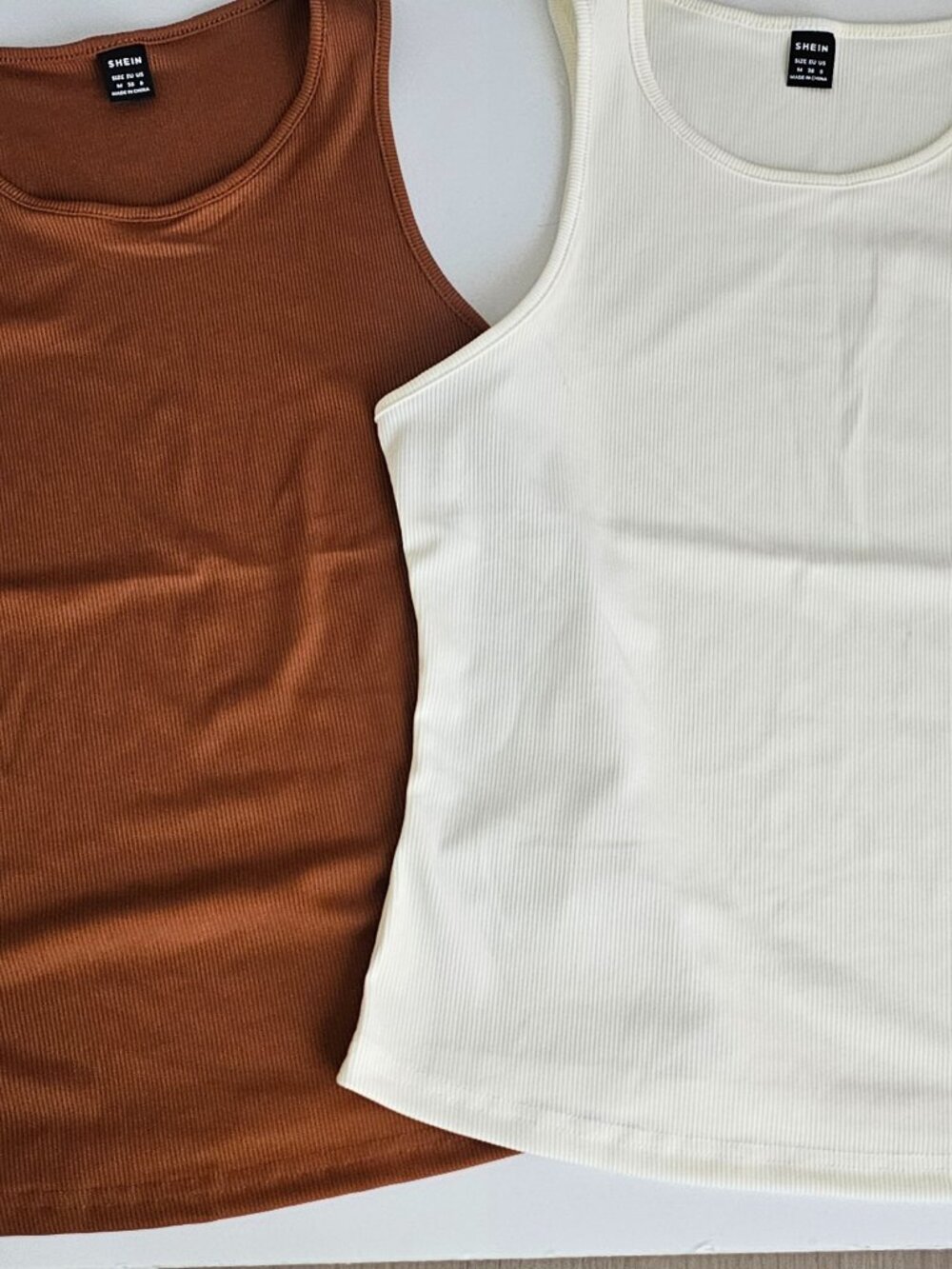 Women 2 Pack Ribbed Sleeveless Tank top Cream ,Brown Size US S NEW